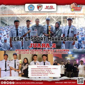 Tim E-Sport Mahardhika  meraih JUARA 2 dalam kompetisi berge